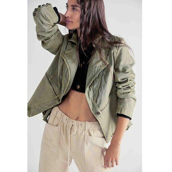 Free People We The Free Malika Jacket Top Distressing Collared Cozy S